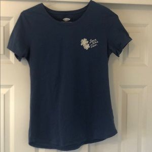Blue tee with embroidered front